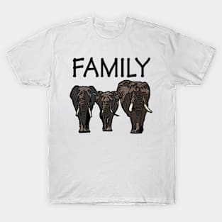 Family Father Mother Child Elephants T-Shirt